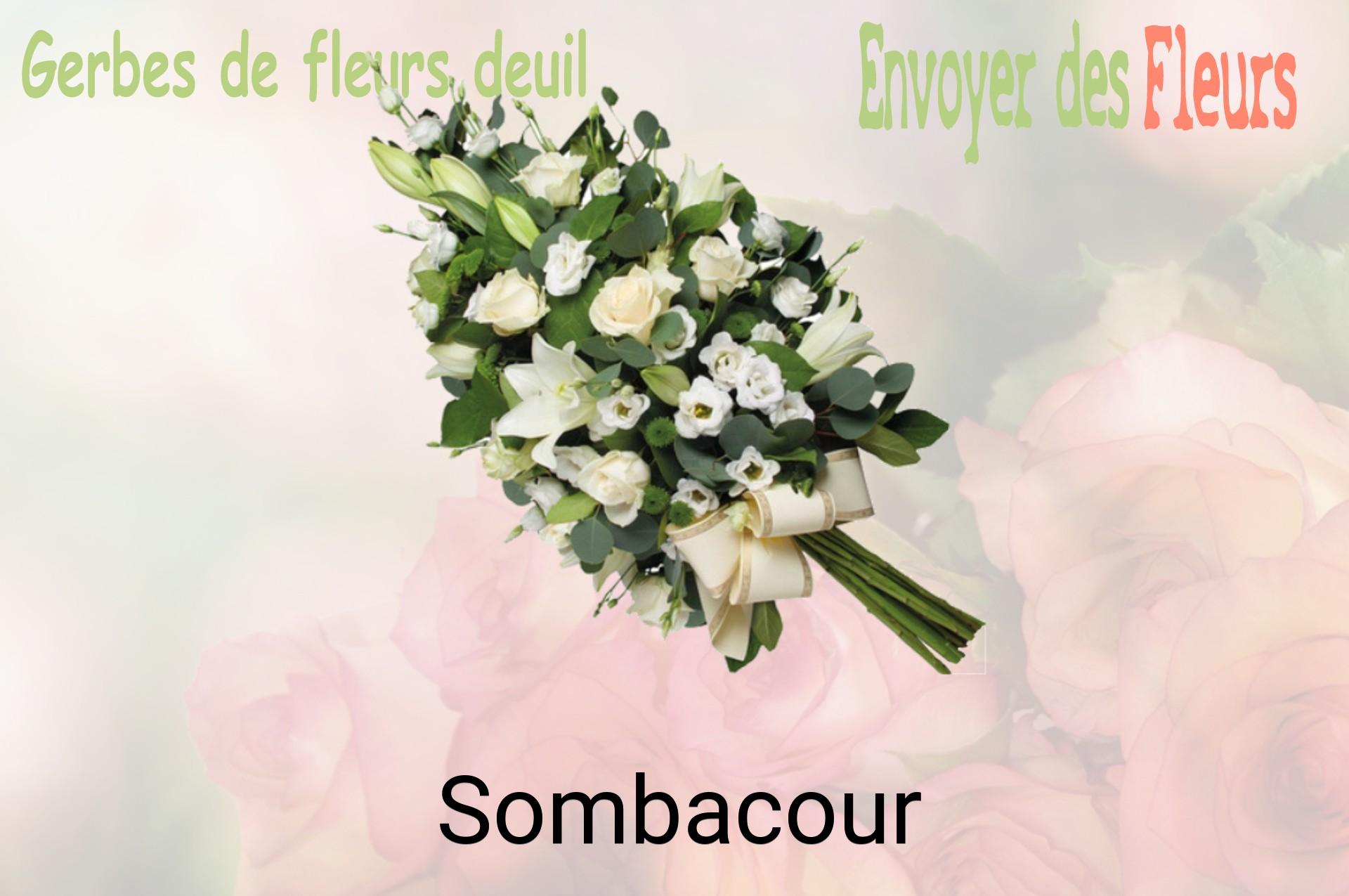 Gerbe de fleurs de deuil livrée à Sombacour
